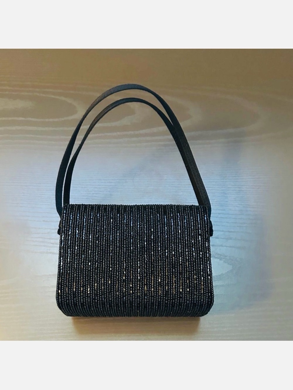 La Regale Black Beaded Mini Shoulder Bag
